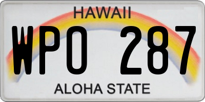 HI license plate WPO287