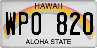 HI license plate WPO820