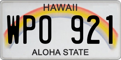HI license plate WPO921