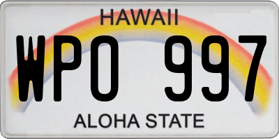 HI license plate WPO997