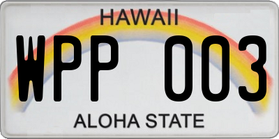 HI license plate WPP003