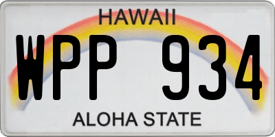 HI license plate WPP934