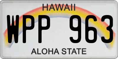 HI license plate WPP963