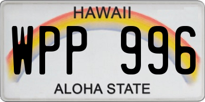 HI license plate WPP996