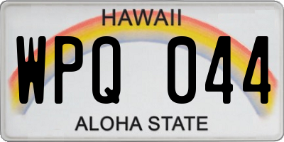 HI license plate WPQ044