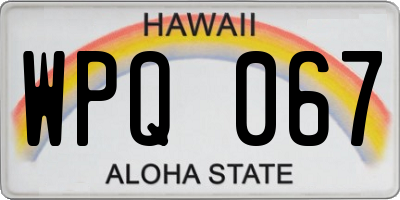 HI license plate WPQ067