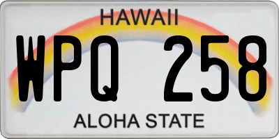 HI license plate WPQ258