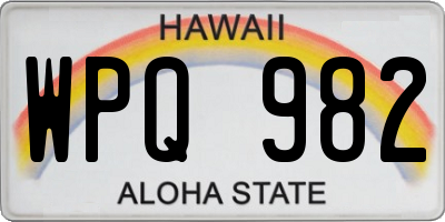 HI license plate WPQ982