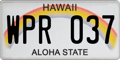 HI license plate WPR037