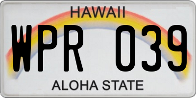 HI license plate WPR039