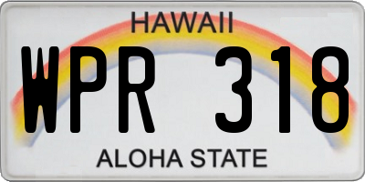 HI license plate WPR318