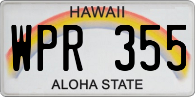 HI license plate WPR355