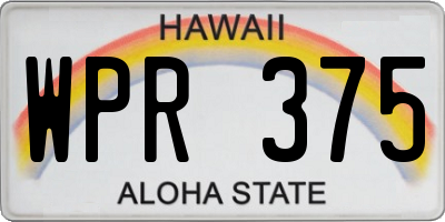 HI license plate WPR375