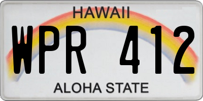 HI license plate WPR412