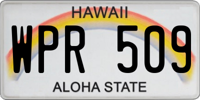 HI license plate WPR509