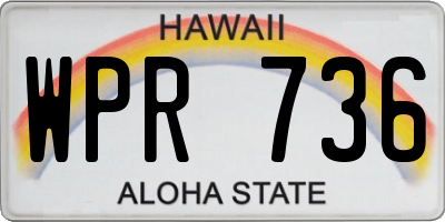 HI license plate WPR736