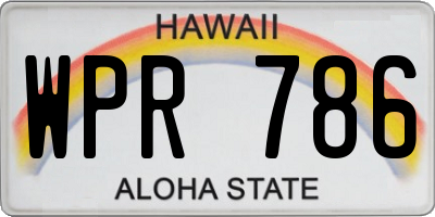 HI license plate WPR786