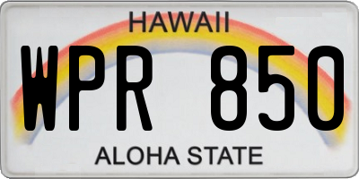 HI license plate WPR850