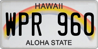 HI license plate WPR960