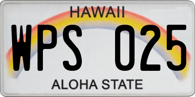 HI license plate WPS025