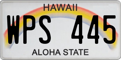HI license plate WPS445