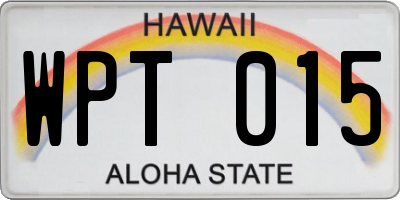 HI license plate WPT015