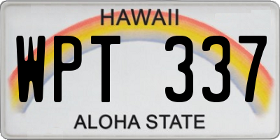 HI license plate WPT337