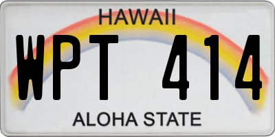 HI license plate WPT414