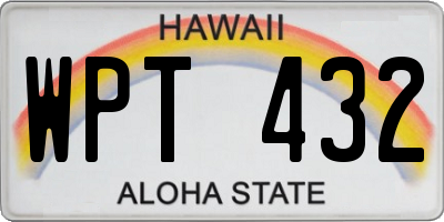 HI license plate WPT432