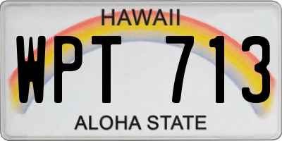 HI license plate WPT713