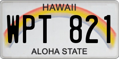 HI license plate WPT821