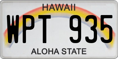 HI license plate WPT935