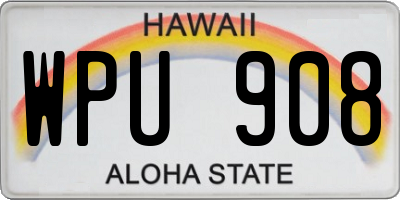 HI license plate WPU908