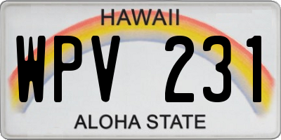HI license plate WPV231
