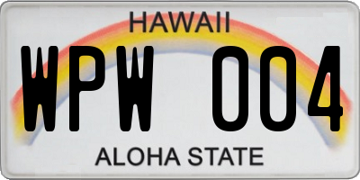 HI license plate WPW004