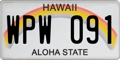 HI license plate WPW091