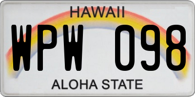 HI license plate WPW098