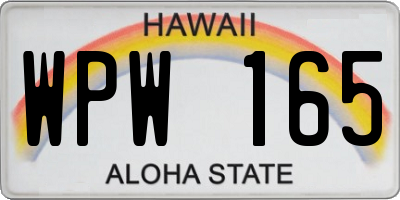 HI license plate WPW165
