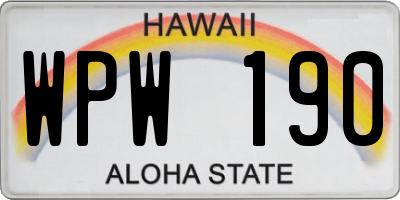 HI license plate WPW190