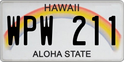 HI license plate WPW211