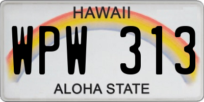 HI license plate WPW313