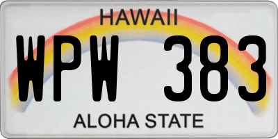 HI license plate WPW383
