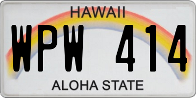HI license plate WPW414