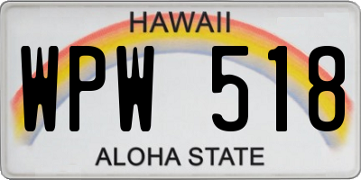 HI license plate WPW518