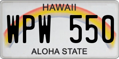 HI license plate WPW550