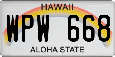 HI license plate WPW668