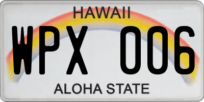 HI license plate WPX006