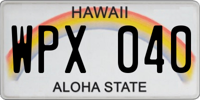 HI license plate WPX040