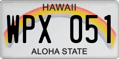 HI license plate WPX051