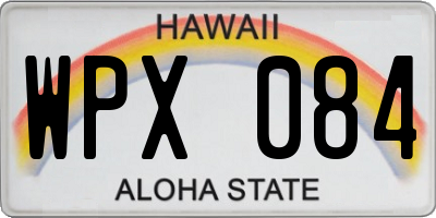 HI license plate WPX084
